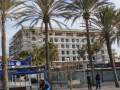 Umbau Riu San Francisco Januar 2014. Das Hotel von der Strandpromenade aus gesehen.