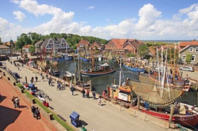 Vom Hafen des romantischen kleinen Fischerdorfs Neuharlingersiel aus starten Krabbenkutter zu den Seehundsbänken, wo die Tiere rasten und sich in der Sonne aalen. 